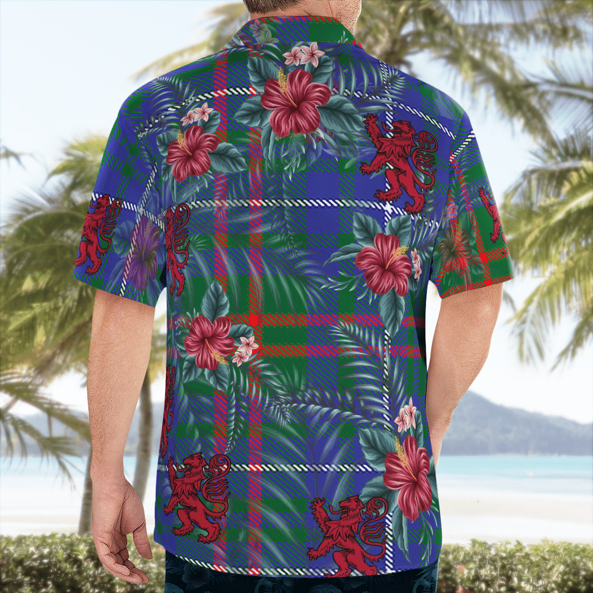 Clan Edmonstone Tartan Scottish Lion Hawaiian Shirt WC36 Edmonstone Tartan Tartan Hawaii Shirt   