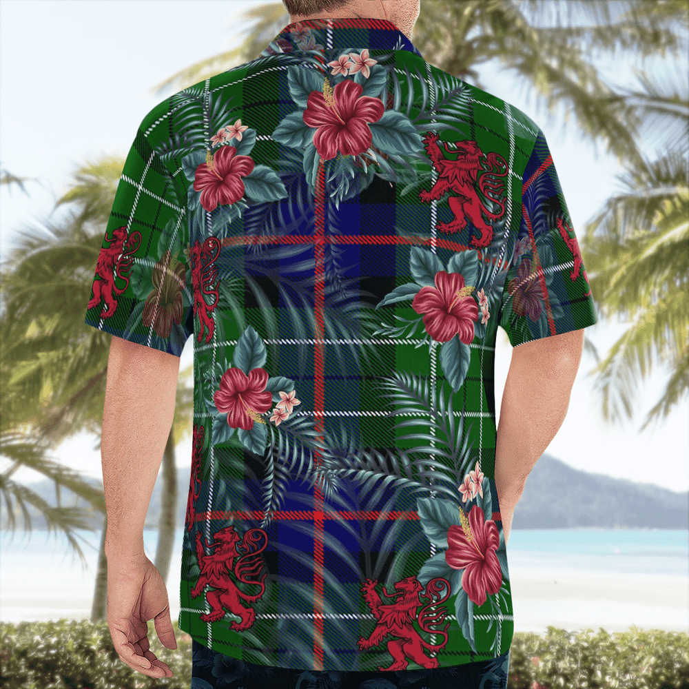 Clan Leslie Hunting Tartan Scottish Lion Hawaiian Shirt YE32 Leslie Hunting Tartan Tartan Hawaii Shirt   