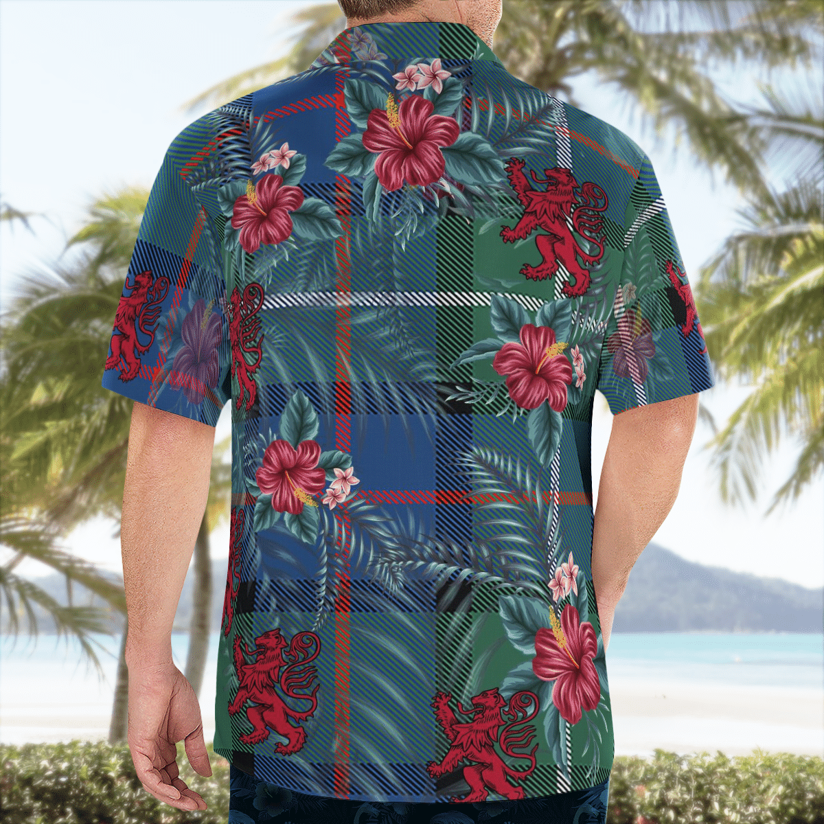 Clan Davidson of Tulloch Tartan Scottish Lion Hawaiian Shirt PU68 Davidson of Tulloch Tartan Tartan Hawaii Shirt   