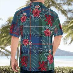Clan Davidson of Tulloch Tartan Scottish Lion Hawaiian Shirt PU68 Davidson of Tulloch Tartan Tartan Hawaii Shirt   