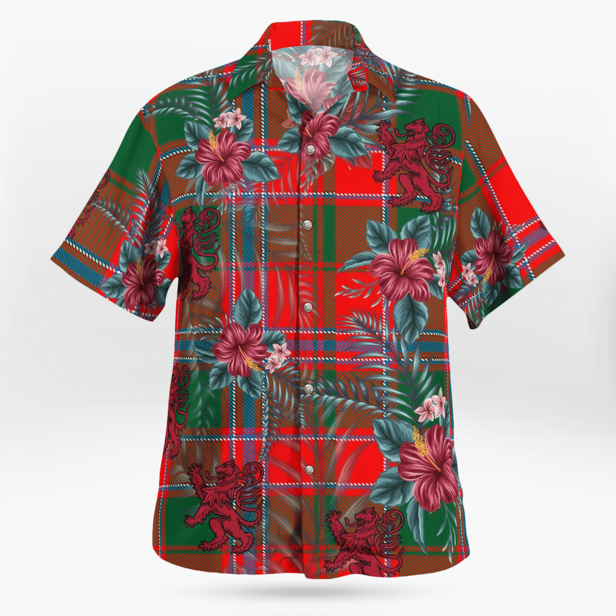 Clan Dalziel Modern Tartan Scottish Lion Hawaiian Shirt BC87 Dalziel Modern Tartan Tartan Hawaii Shirt   