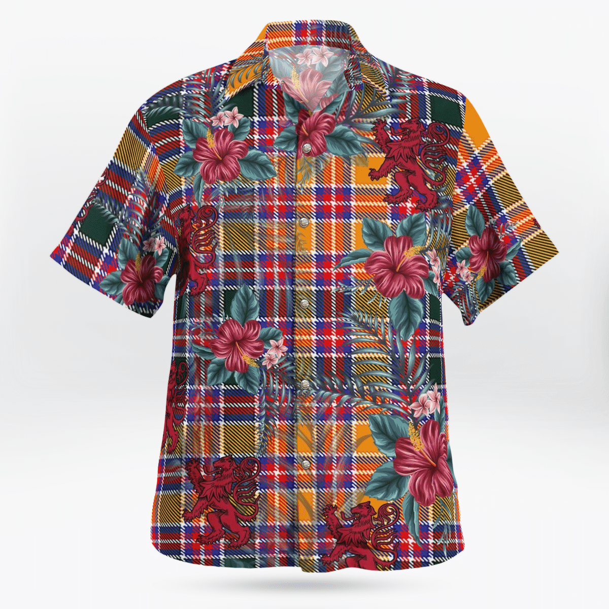 Clan Jacobite Tartan Scottish Lion Hawaiian Shirt IE63 Jacobite Tartan Tartan Hawaii Shirt   