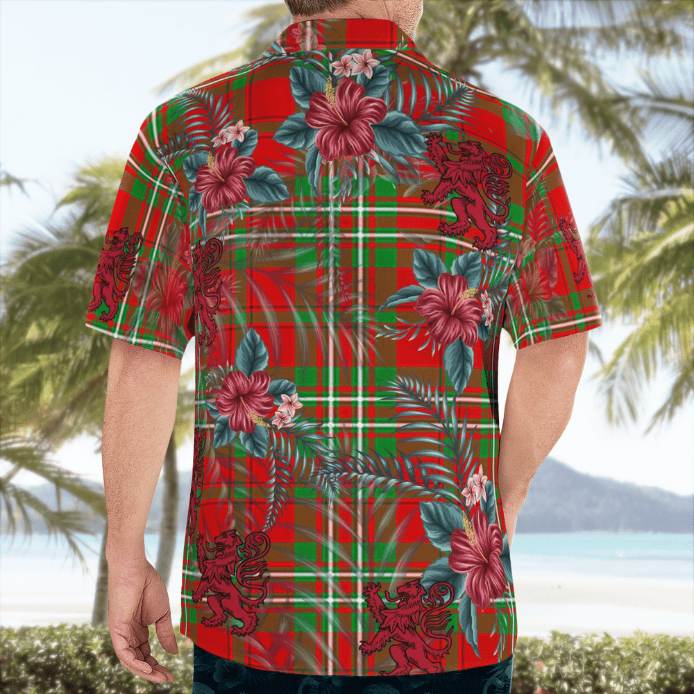 Clan Langlands Tartan Scottish Lion Hawaiian Shirt PH93 Langlands Tartan Tartan Hawaii Shirt   