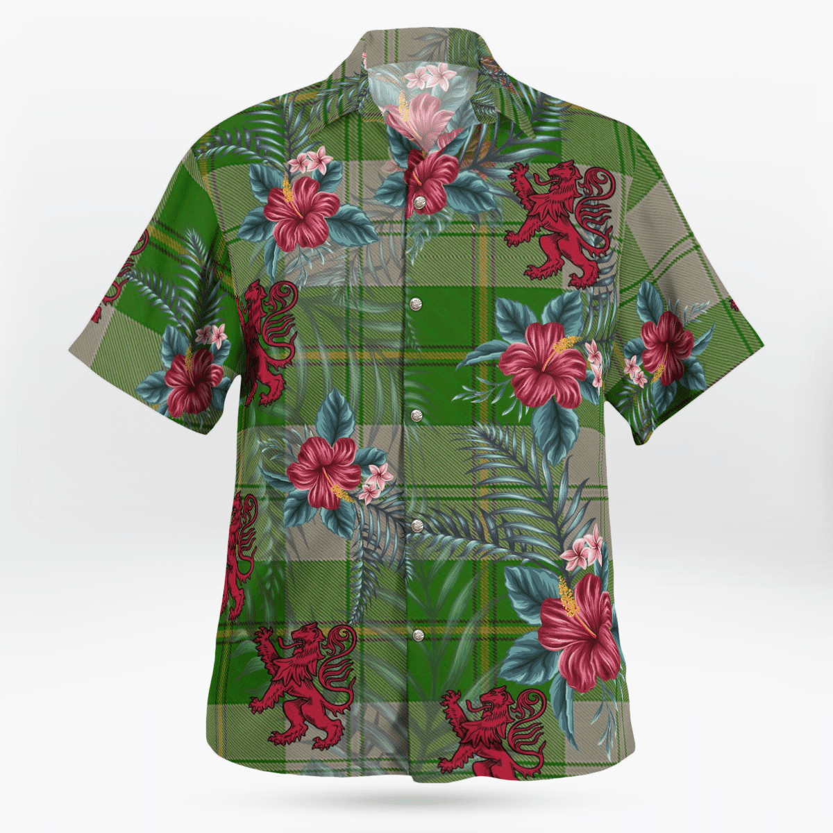 Clan Cunningham Dress Green Dancers Tartan Scottish Lion Hawaiian Shirt HK42 Cunningham Dress Green Dancers Tartan Tartan Hawaii Shirt   