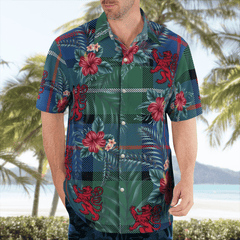 Clan Davidson of Tulloch Tartan Scottish Lion Hawaiian Shirt PU68 Davidson of Tulloch Tartan Tartan Hawaii Shirt   