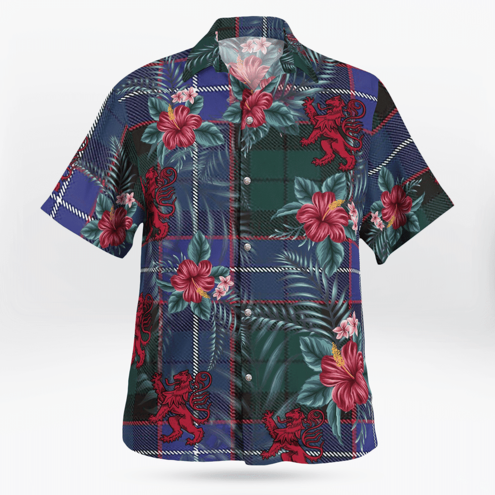 Clan Guthrie Modern Tartan Scottish Lion Hawaiian Shirt SO78 Guthrie Modern Tartan Tartan Hawaii Shirt   