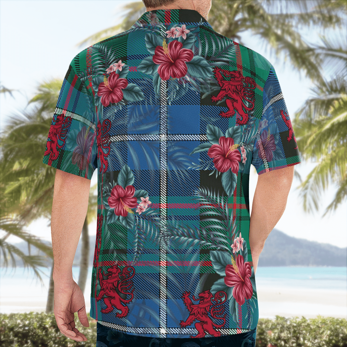 Clan MacRae Hunting Ancient Tartan Scottish Lion Hawaiian Shirt GB55 MacRae Hunting Ancient Tartan Tartan Hawaii Shirt   