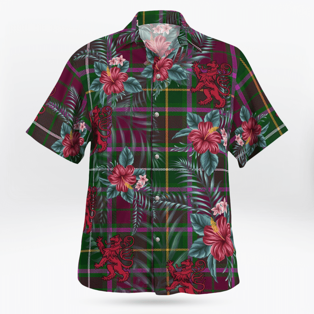 Clan Crosbie Tartan Scottish Lion Hawaiian Shirt WD51 Crosbie Tartan Tartan Hawaii Shirt   