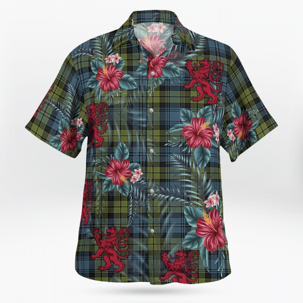 Clan Campbell Tartan Scottish Lion Hawaiian Shirt UP55 Campbell Tartan Tartan Hawaii Shirt   