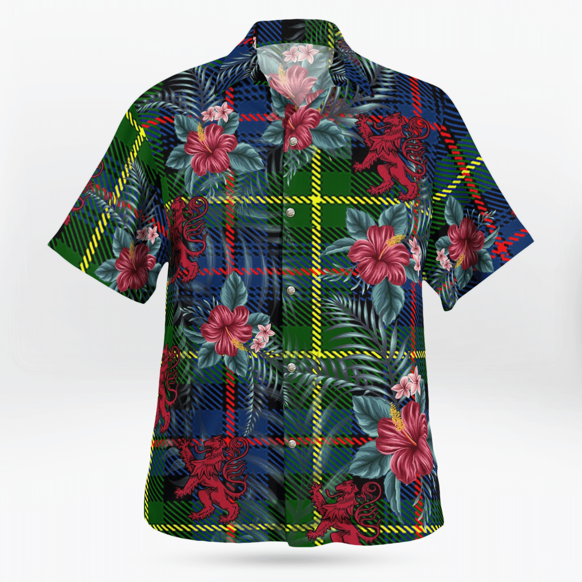 Clan Farquharson Modern Tartan Scottish Lion Hawaiian Shirt TW24 Farquharson Modern Tartan Tartan Hawaii Shirt   