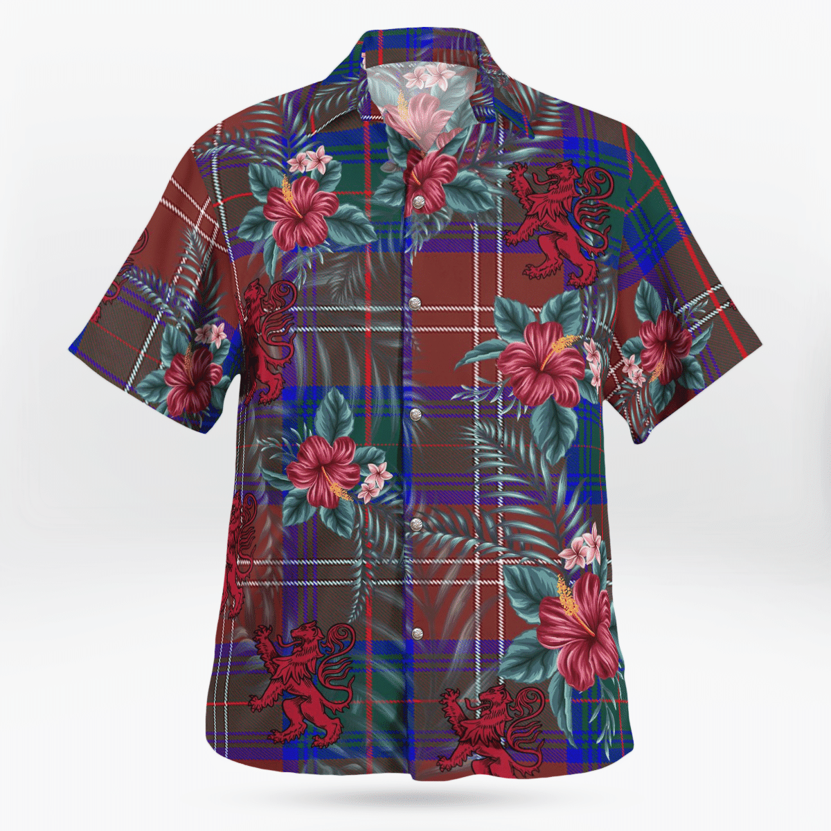 Clan Chisholm Hunting Modern Tartan Scottish Lion Hawaiian Shirt MB84 Chisholm Hunting Modern Tartan Tartan Hawaii Shirt   