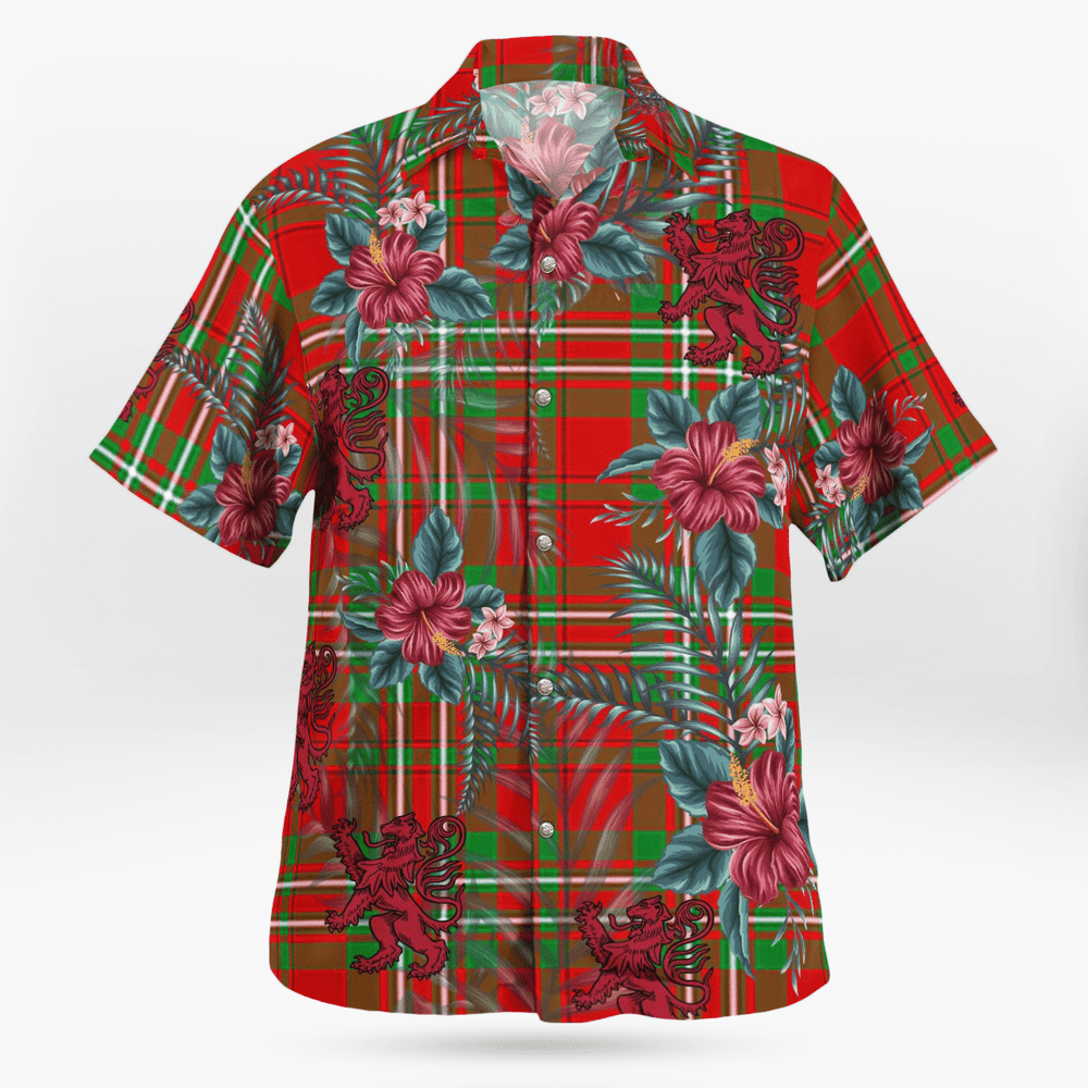 Clan Langlands Tartan Scottish Lion Hawaiian Shirt PH93 Langlands Tartan Tartan Hawaii Shirt   