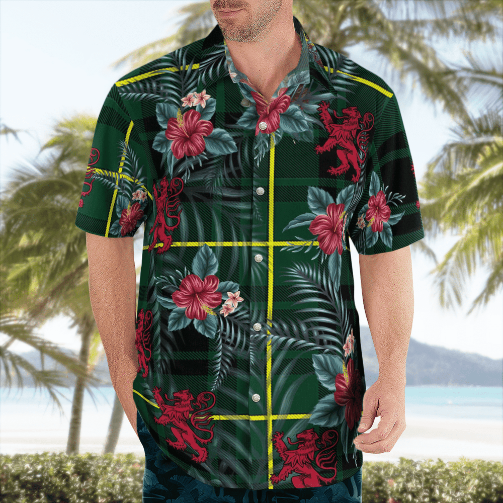 Clan MacArthur Modern Tartan Scottish Lion Hawaiian Shirt PY75 MacArthur Modern Tartan Tartan Hawaii Shirt   