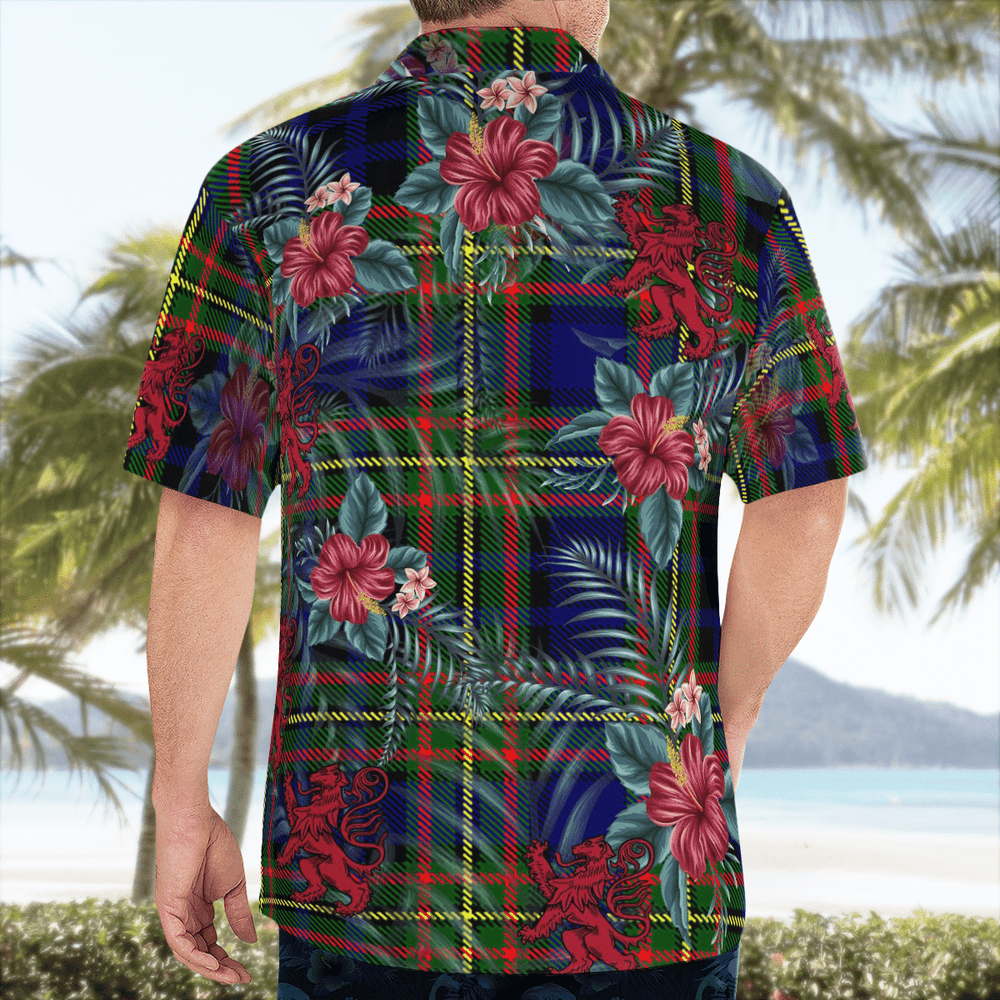Clan Clelland Modern Tartan Scottish Lion Hawaiian Shirt SH57 Clelland Modern Tartan Tartan Hawaii Shirt   