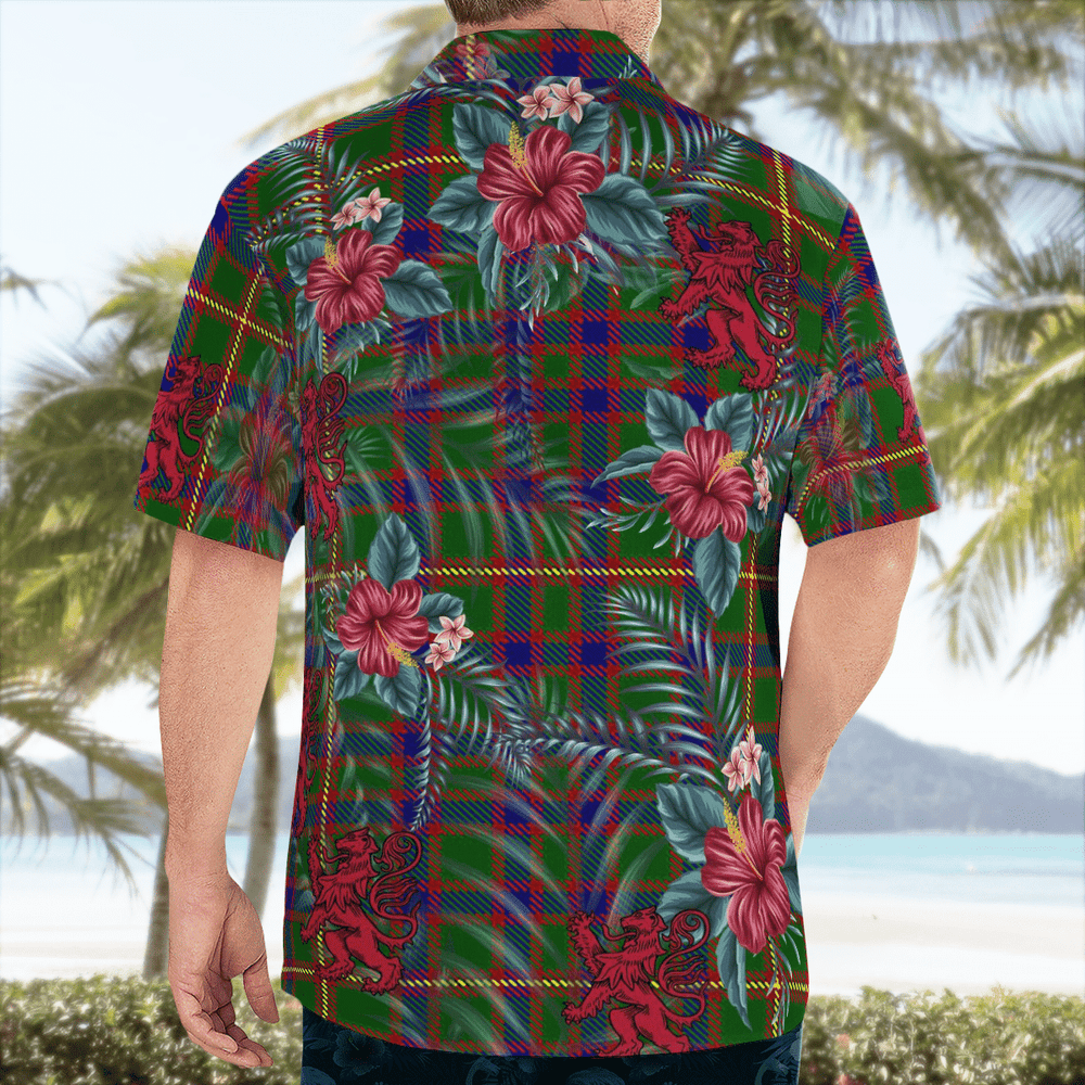Clan Hall Tartan Scottish Lion Hawaiian Shirt XO59 Clan Hall (Hall Tartan) Tartan Hawaii Shirt   