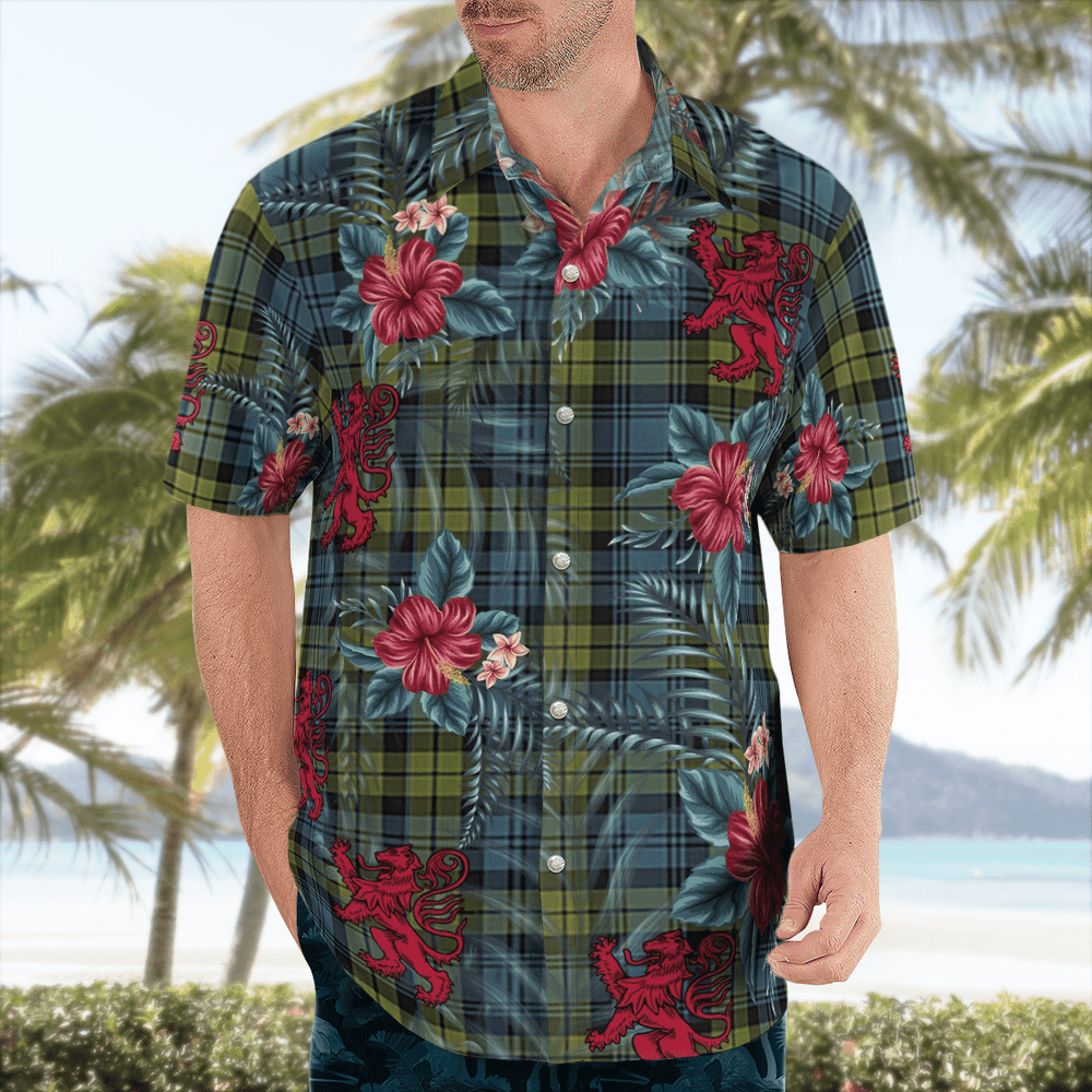 Clan Campbell Tartan Scottish Lion Hawaiian Shirt UP55 Campbell Tartan Tartan Hawaii Shirt   