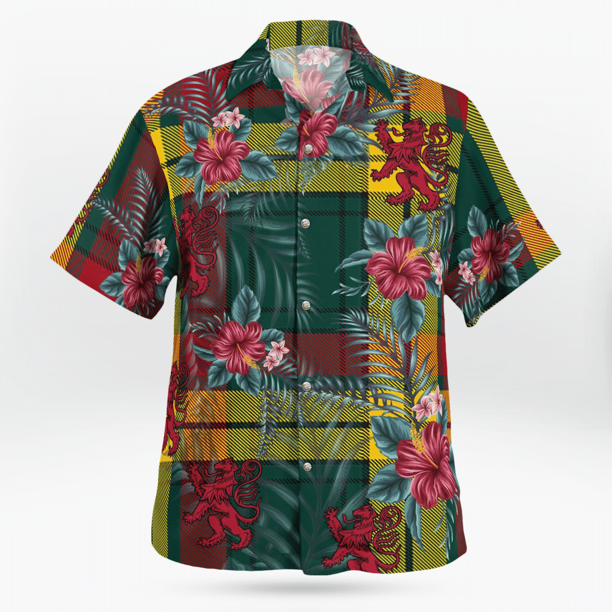 Clan MacMillan Old Modern Tartan Scottish Lion Hawaiian Shirt RG71 MacMillan Old Modern Tartan Tartan Hawaii Shirt   