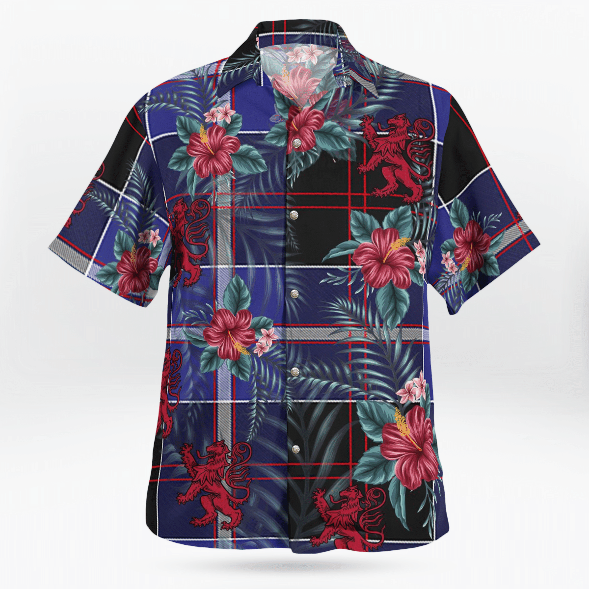 Clan Dunlop Modern Tartan Scottish Lion Hawaiian Shirt DD24 Dunlop Modern Tartan Tartan Hawaii Shirt   