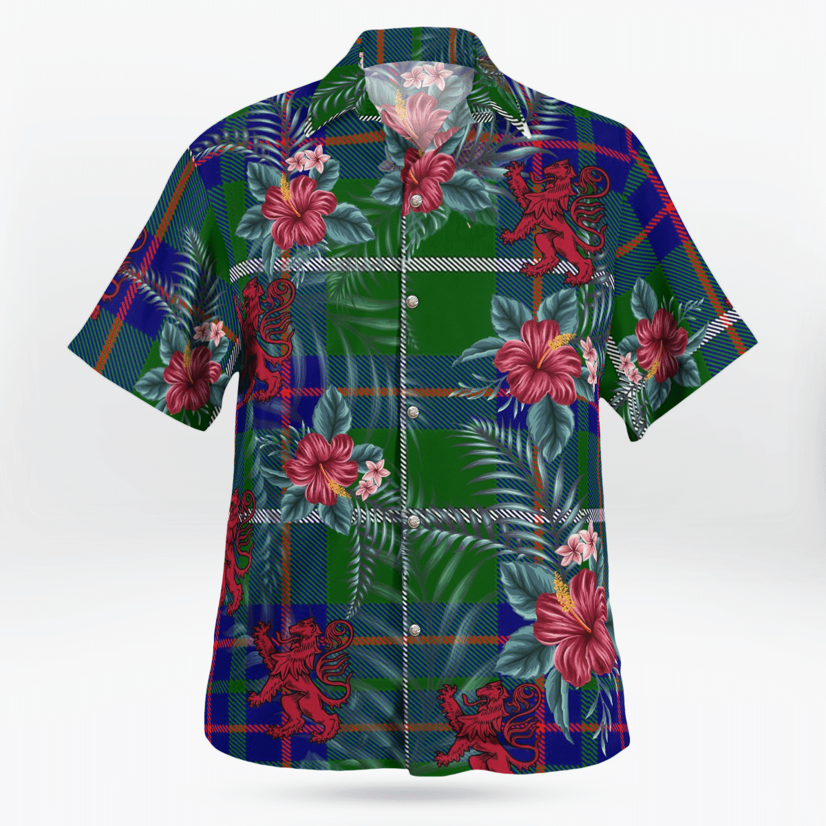 Clan MacIntyre Hunting Modern Tartan Scottish Lion Hawaiian Shirt KG90 MacIntyre Hunting Modern Tartan Tartan Hawaii Shirt   