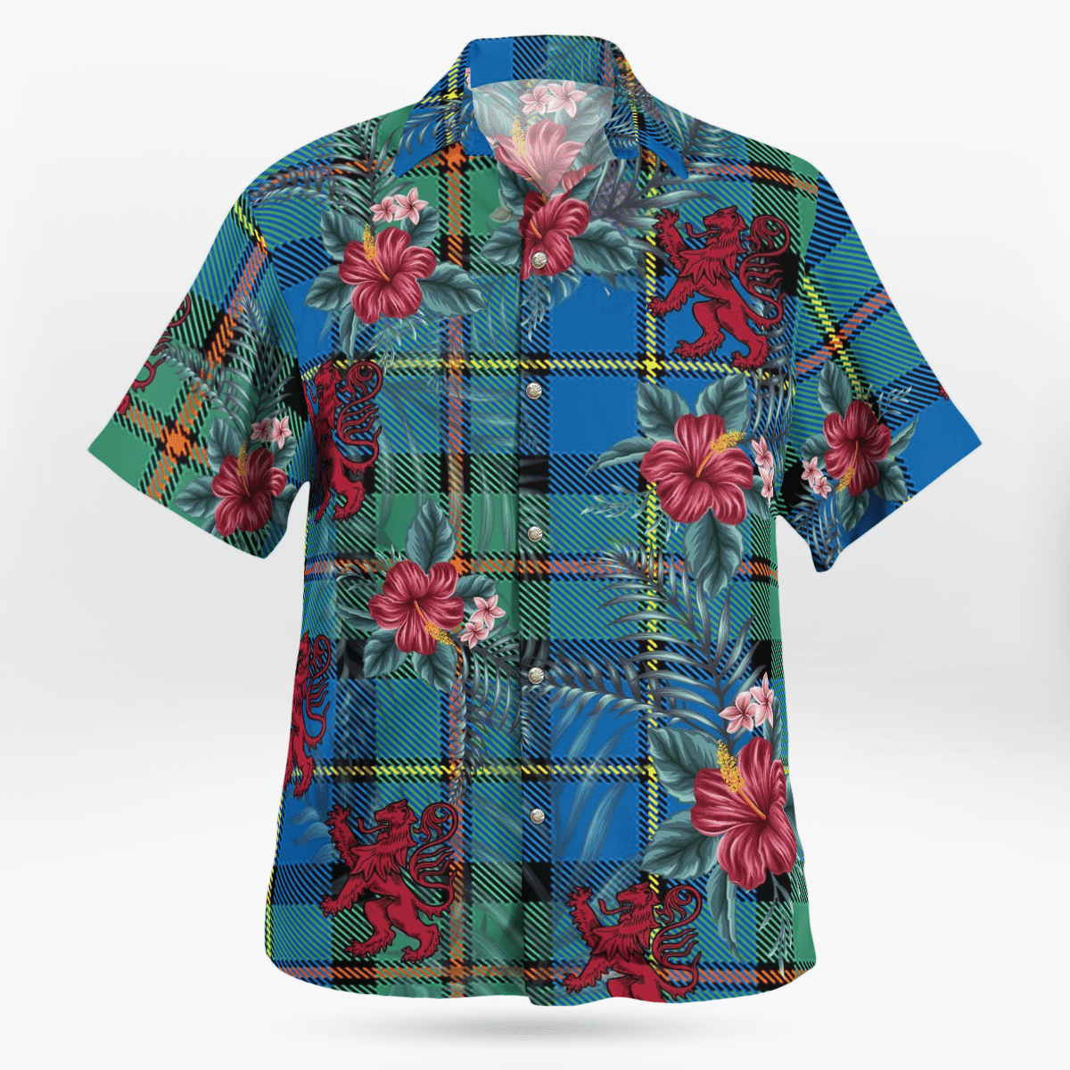 Clan MacLeod of Harris Ancient Tartan Scottish Lion Hawaiian Shirt LB18 MacLeod of Harris Ancient Tartan Tartan Hawaii Shirt   
