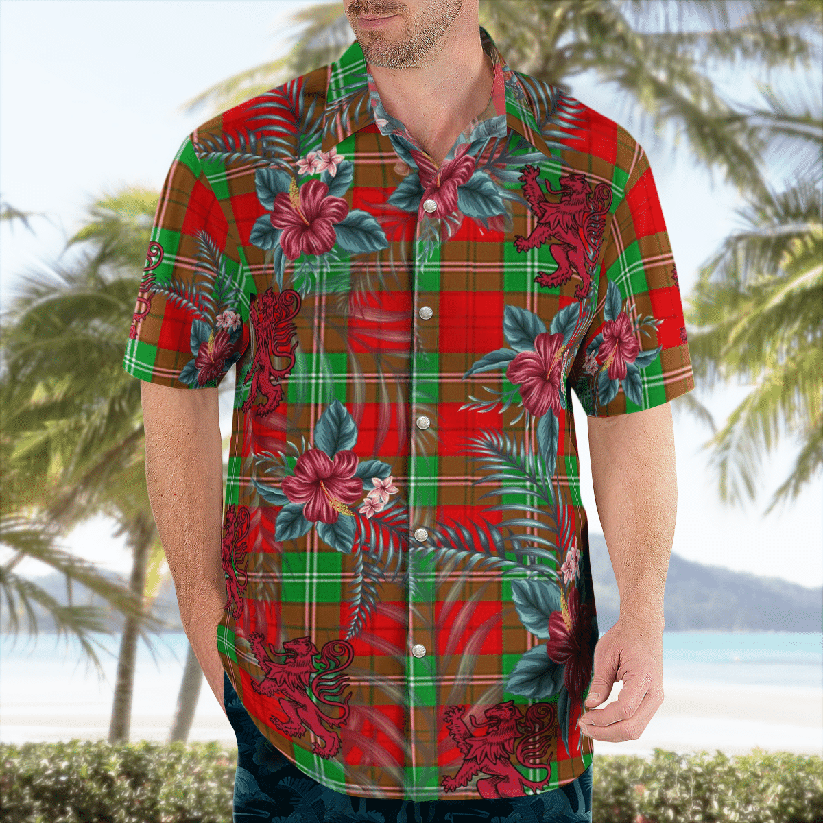 Clan Gartshore Tartan Scottish Lion Hawaiian Shirt ZE71 Gartshore Tartan Tartan Hawaii Shirt   
