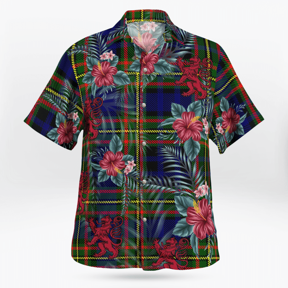 Clan Clelland Modern Tartan Scottish Lion Hawaiian Shirt SH57 Clelland Modern Tartan Tartan Hawaii Shirt   