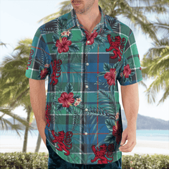 Clan Leslie Hunting Ancient Tartan Scottish Lion Hawaiian Shirt ZY97 Leslie Hunting Ancient Tartan Tartan Hawaii Shirt   