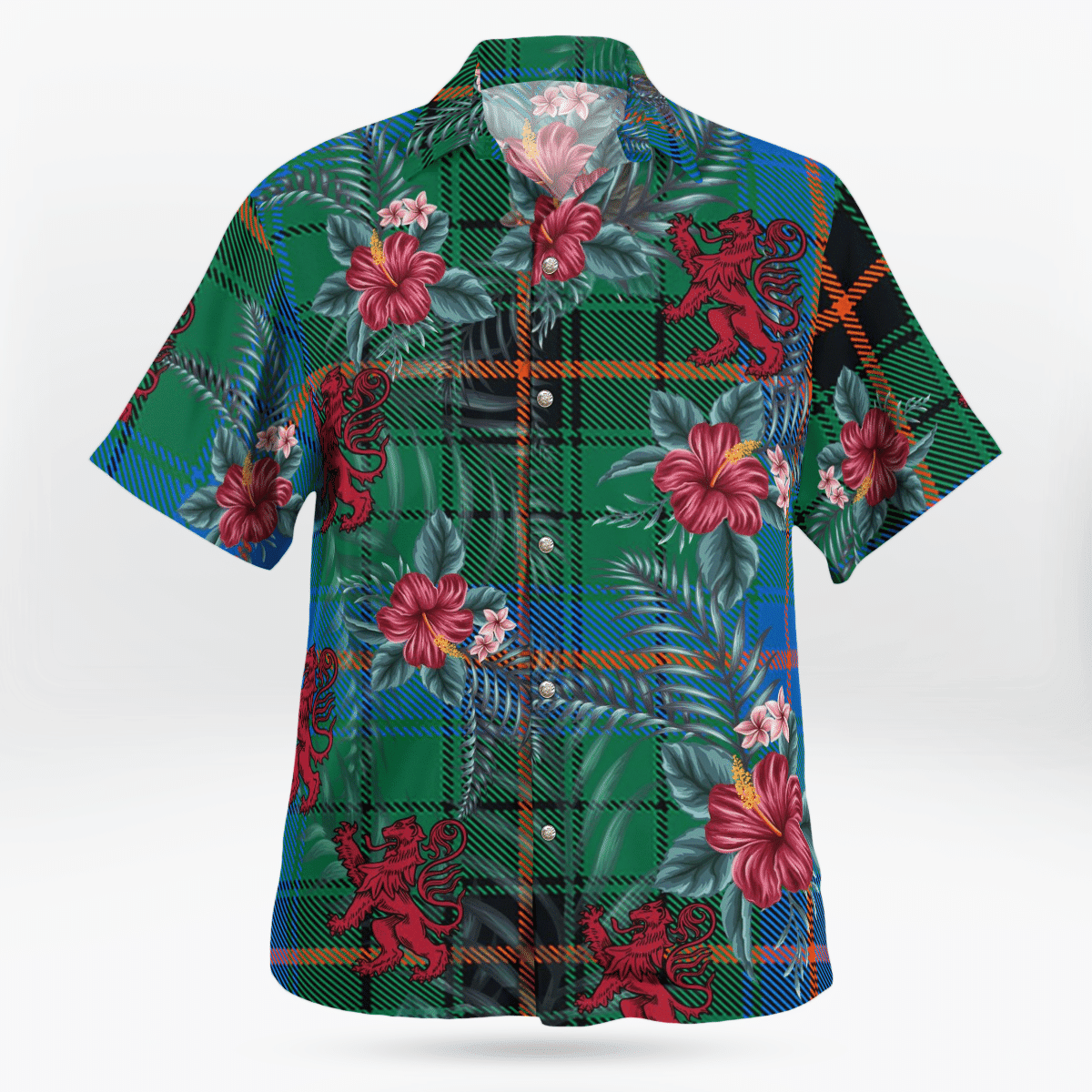 Clan Davidson Ancient Tartan Scottish Lion Hawaiian Shirt LM18 Davidson Ancient Tartan Tartan Hawaii Shirt   