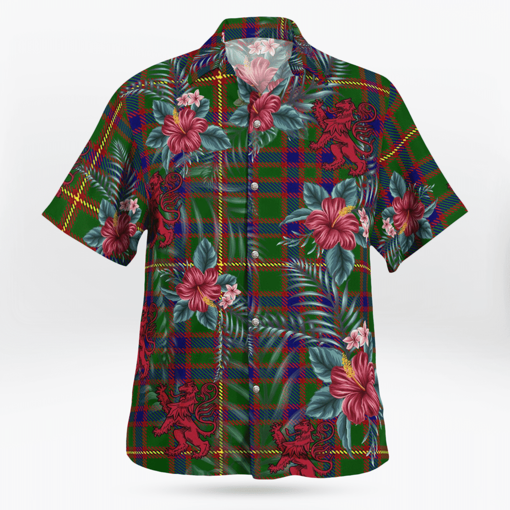 Clan Hall Tartan Scottish Lion Hawaiian Shirt XO59 Clan Hall (Hall Tartan) Tartan Hawaii Shirt   