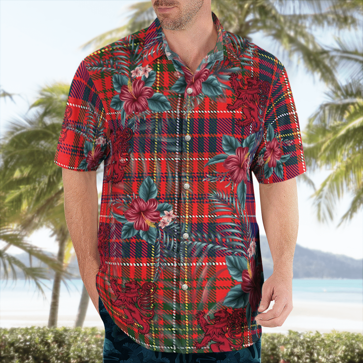 Clan Lumsden Modern Tartan Scottish Lion Hawaiian Shirt ZP83 Lumsden Modern Tartan Tartan Hawaii Shirt   