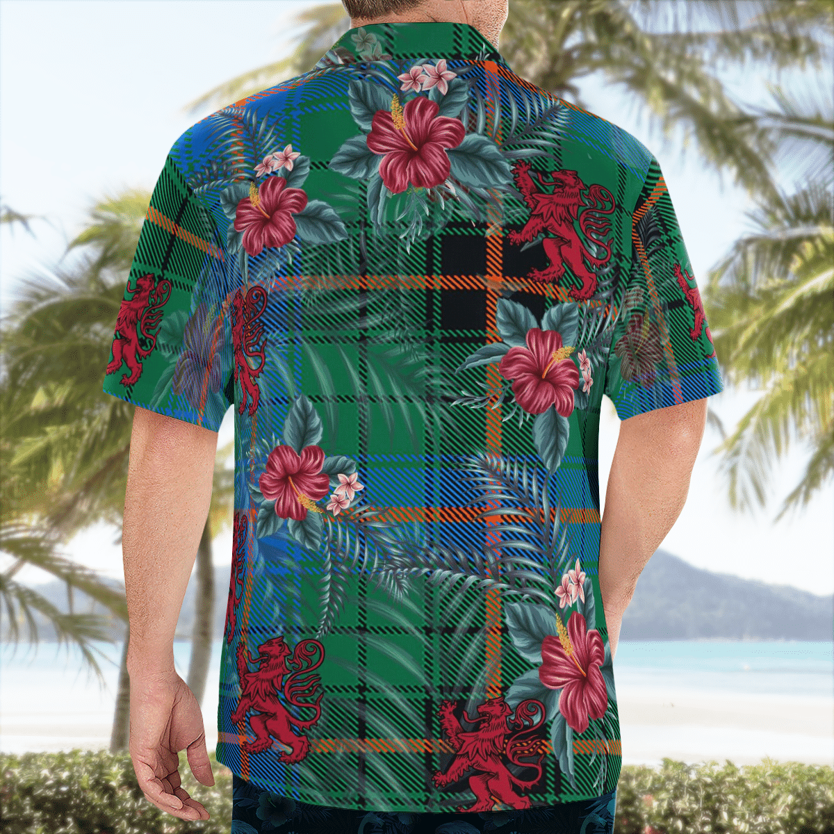 Clan Davidson Ancient Tartan Scottish Lion Hawaiian Shirt LM18 Davidson Ancient Tartan Tartan Hawaii Shirt   