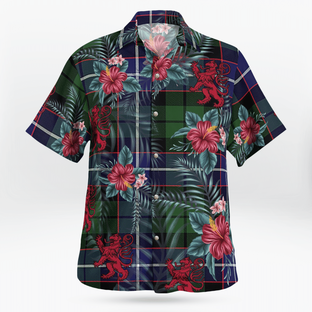 Clan Galbraith Modern Tartan Scottish Lion Hawaiian Shirt QZ53 Galbraith Modern Tartan Tartan Hawaii Shirt   