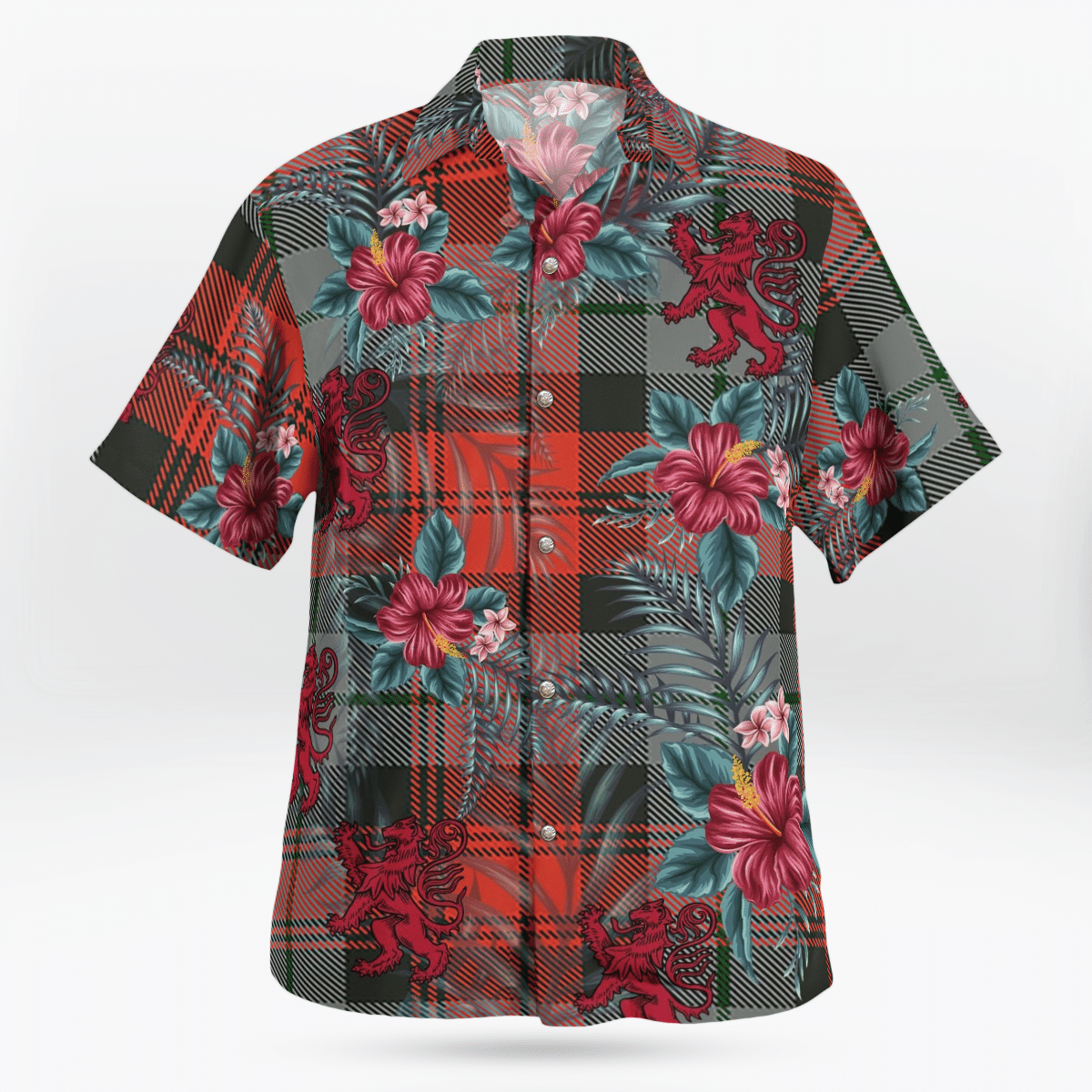 Clan MacLachlan Weathered Tartan Scottish Lion Hawaiian Shirt IW59 MacLachlan Weathered Tartan Tartan Hawaii Shirt   
