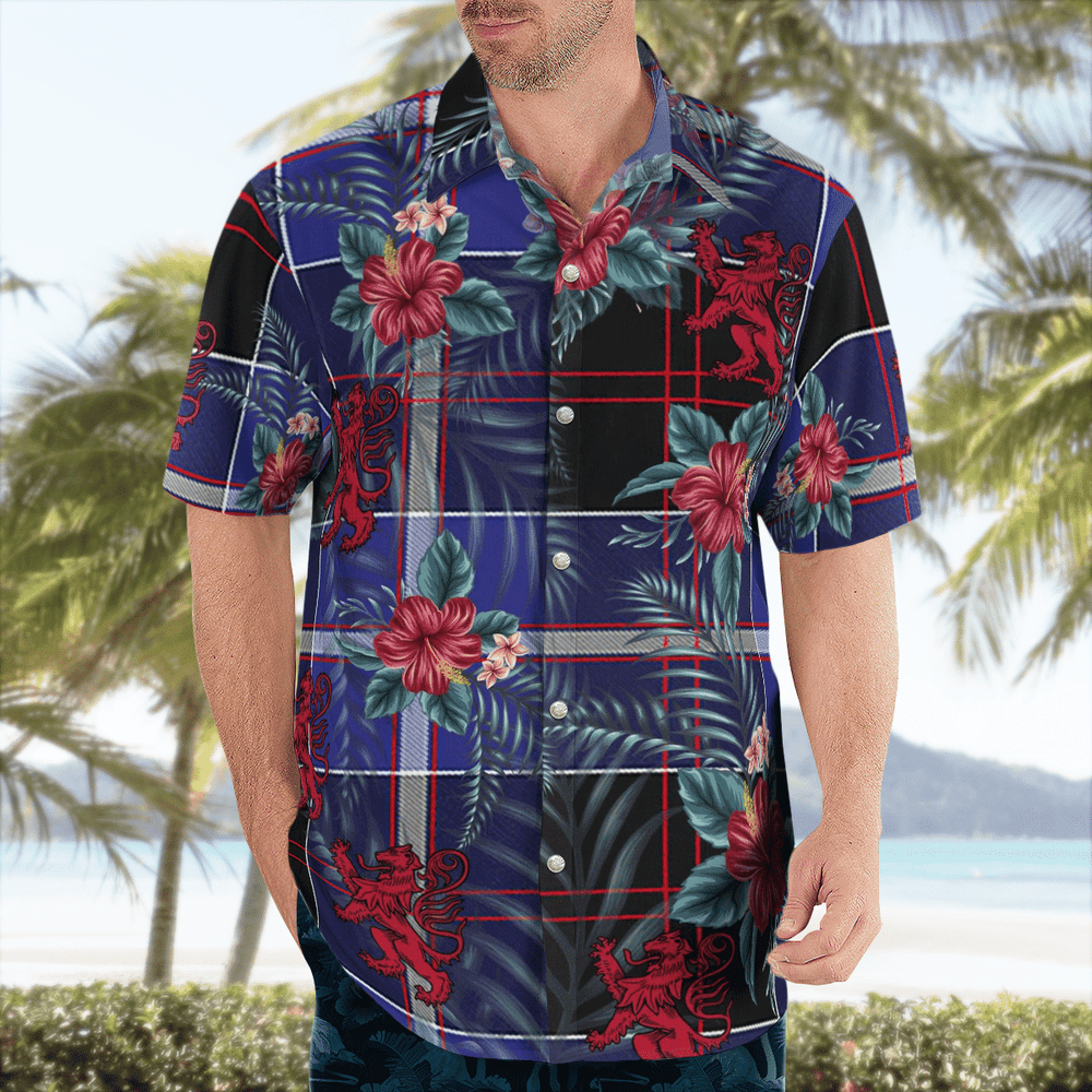 Clan Dunlop Modern Tartan Scottish Lion Hawaiian Shirt DD24 Dunlop Modern Tartan Tartan Hawaii Shirt   