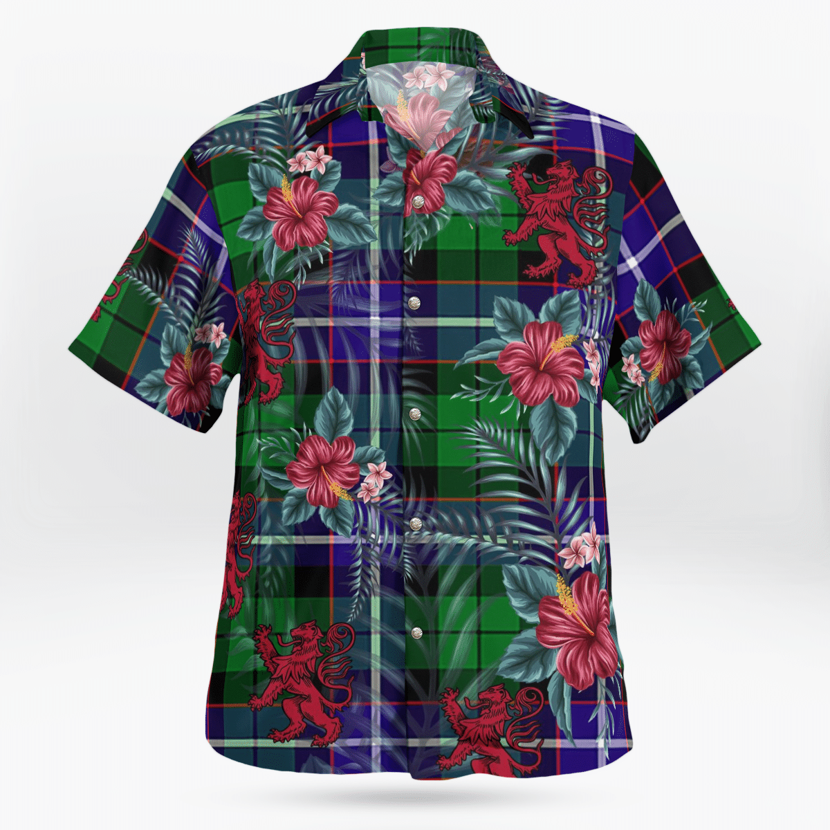 Clan Hunter Tartan Scottish Lion Hawaiian Shirt FP41 Hunter Tartan Tartan Hawaii Shirt   