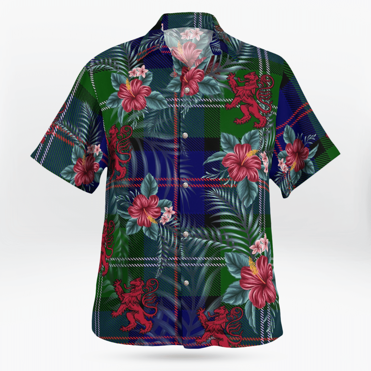 Clan MacThomas Modern Tartan Scottish Lion Hawaiian Shirt TA68 MacThomas Modern Tartan Tartan Hawaii Shirt   