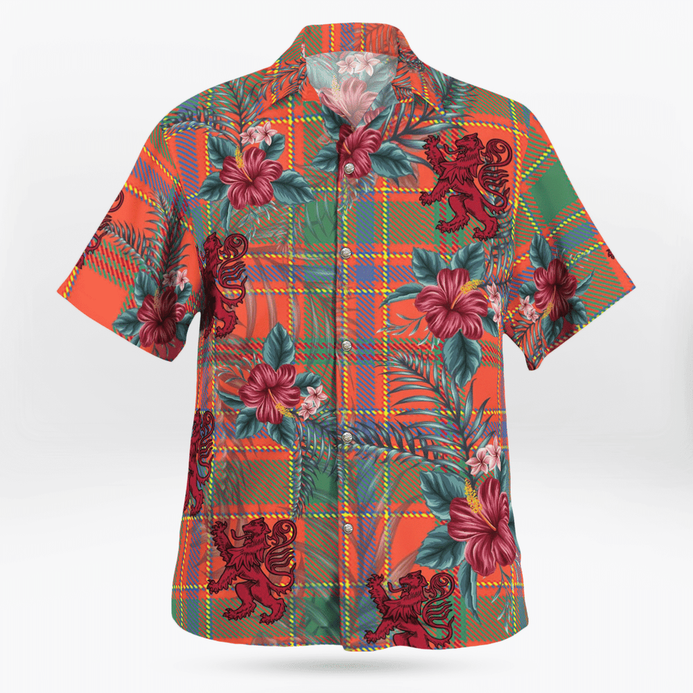 Clan Munro Ancient Tartan Scottish Lion Hawaiian Shirt FL13 Munro Ancient Tartan Tartan Hawaii Shirt   