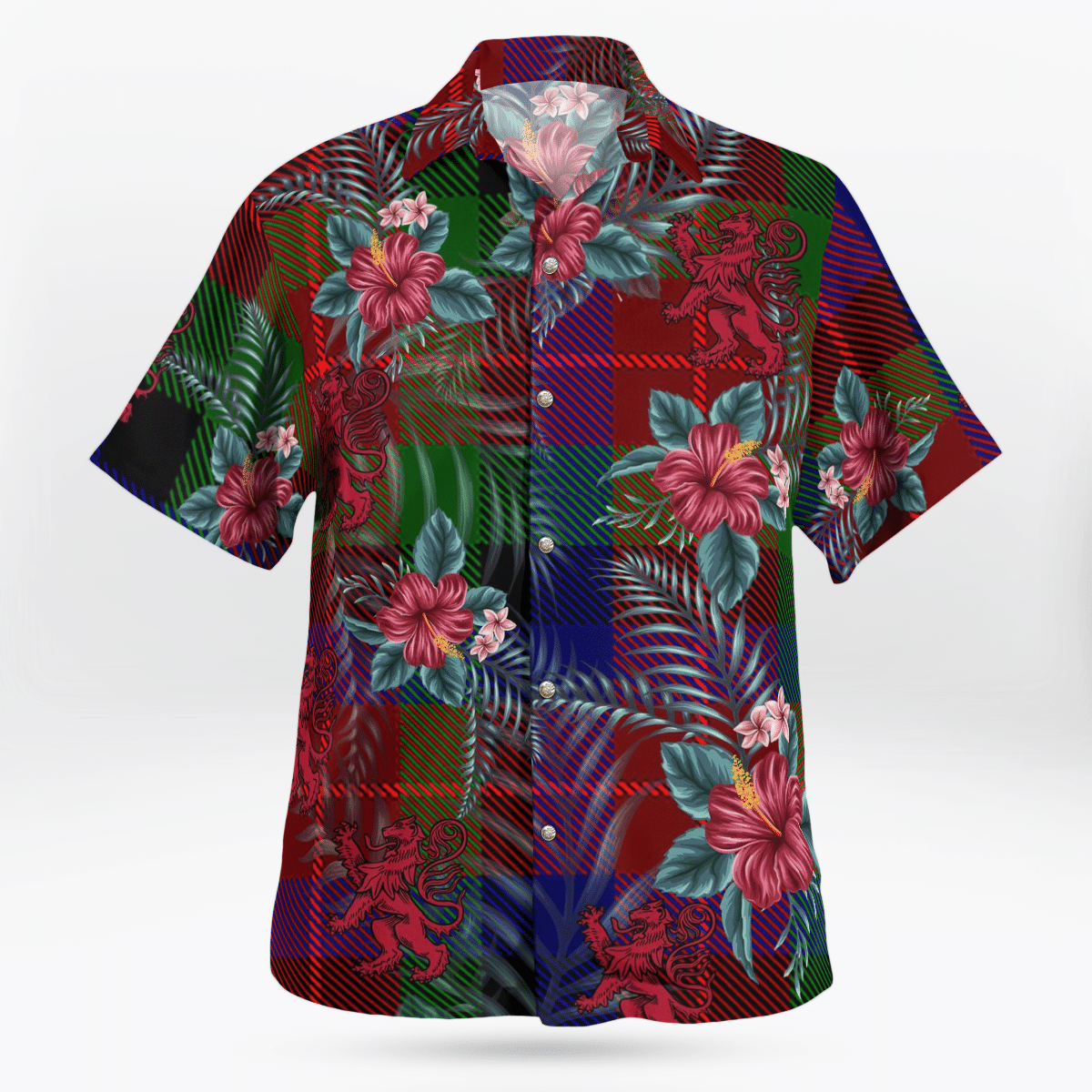Clan Tennant Tartan Scottish Lion Hawaiian Shirt UC82 Tennant Tartan Tartan Hawaii Shirt   