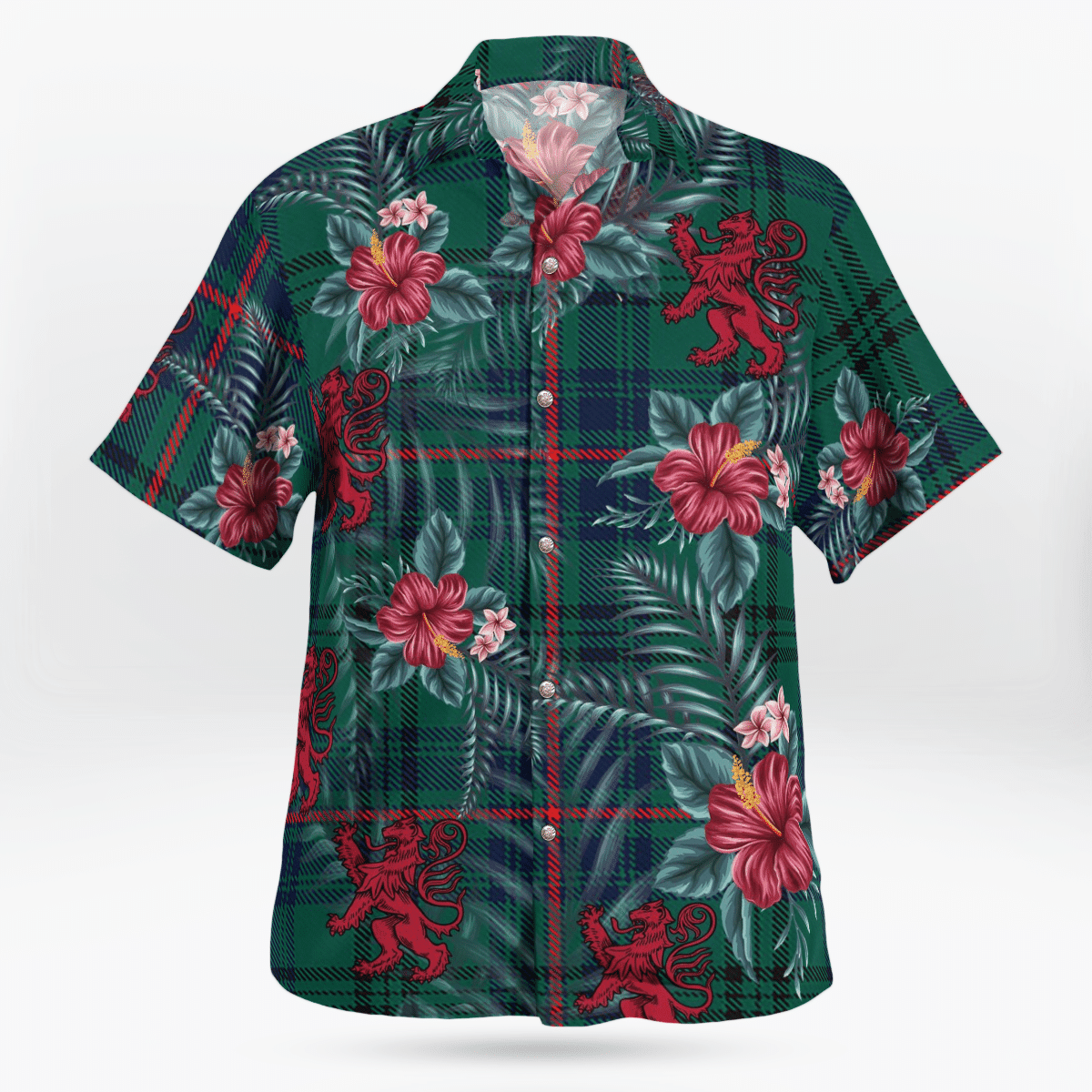 Clan Walker Tartan Scottish Lion Hawaiian Shirt OW85 Walker Tartan Tartan Hawaii Shirt   