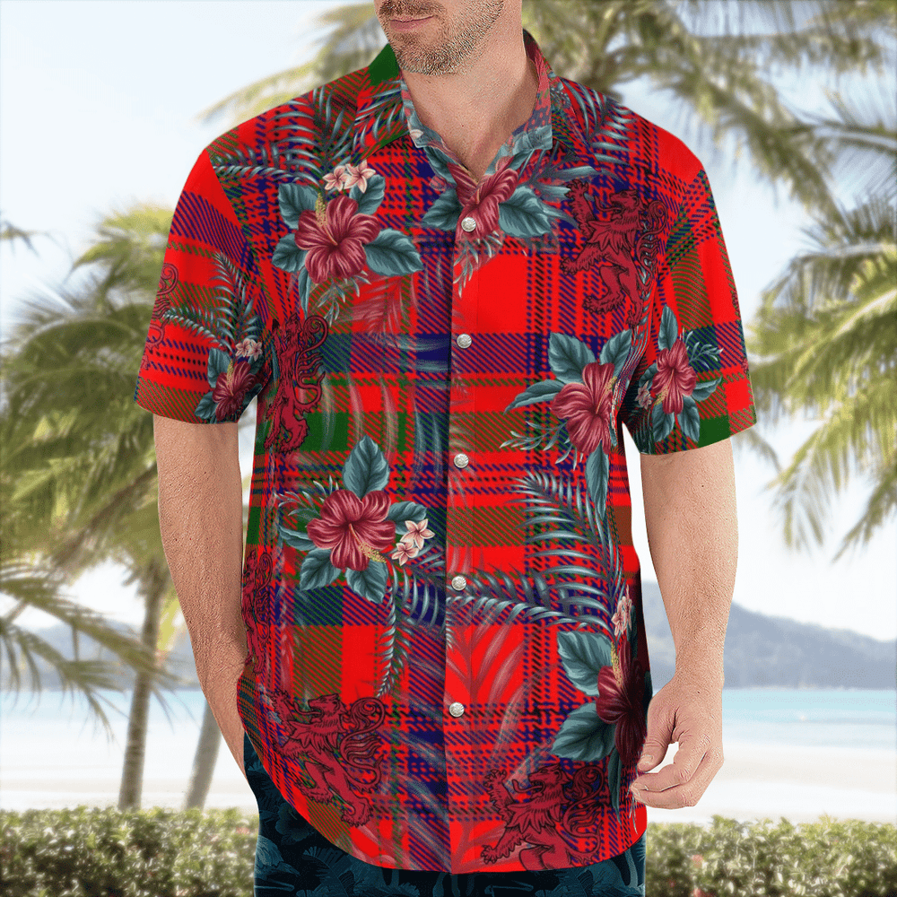 Clan Murray of Tulloch Modern Tartan Scottish Lion Hawaiian Shirt US33 Murray of Tulloch Modern Tartan Tartan Hawaii Shirt   