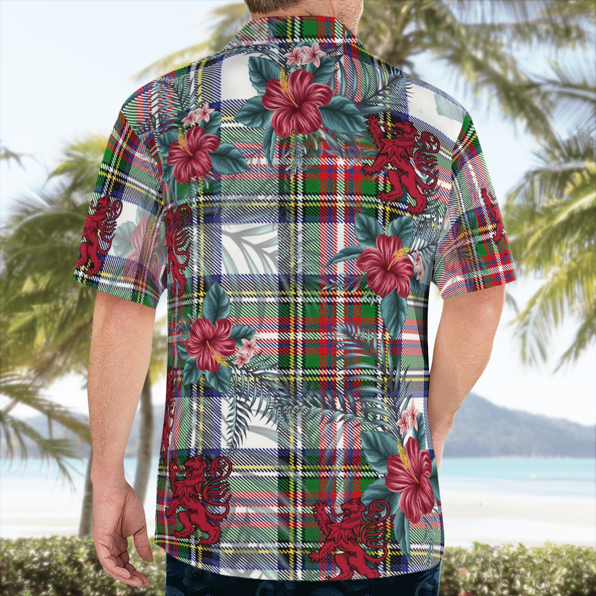 Clan Stewart Dress Modern Tartan Scottish Lion Hawaiian Shirt IJ77 Stewart Dress Modern Tartan Tartan Hawaii Shirt   