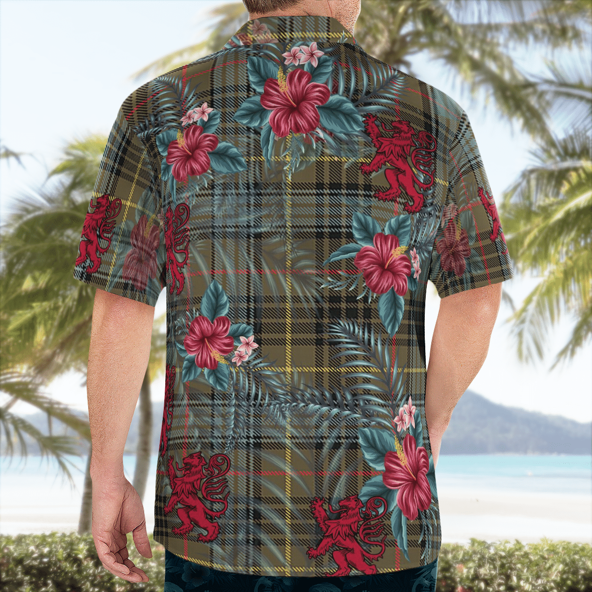 Clan Stewart Hunting Weathered Tartan Scottish Lion Hawaiian Shirt MU56 Stewart Hunting Weathered Tartan Tartan Hawaii Shirt   