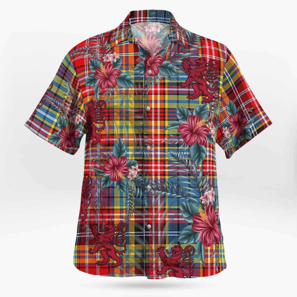 Clan Ogilvie of Airlie Ancient Tartan Scottish Lion Hawaiian Shirt GF96 Ogilvie of Airlie Ancient Tartan Tartan Hawaii Shirt   