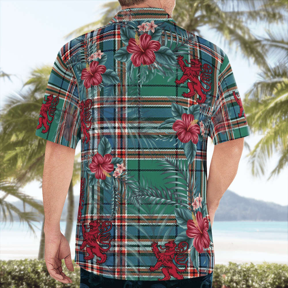 Clan MacFarlane Hunting Ancient Tartan Scottish Lion Hawaiian Shirt MI58 MacFarlane Hunting Ancient Tartan Tartan Hawaii Shirt   
