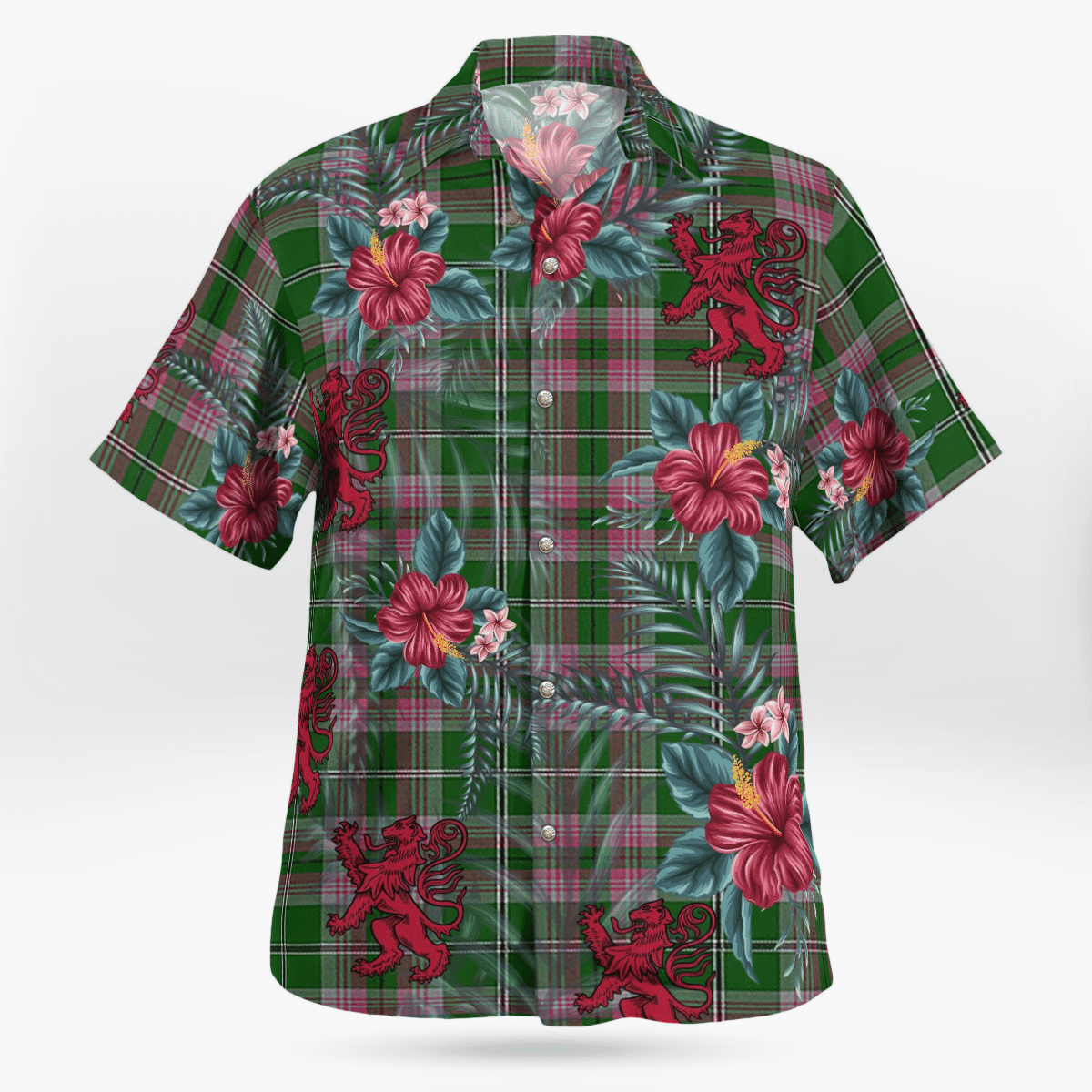 Clan Gray Hunting Tartan Scottish Lion Hawaiian Shirt BQ66 Gray Hunting Tartan Tartan Hawaii Shirt   