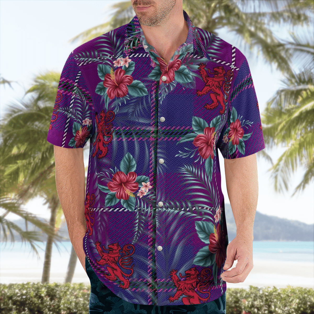 Clan Pride of Glencoe Tartan Scottish Lion Hawaiian Shirt DM67 Pride of Glencoe Tartan Tartan Hawaii Shirt   