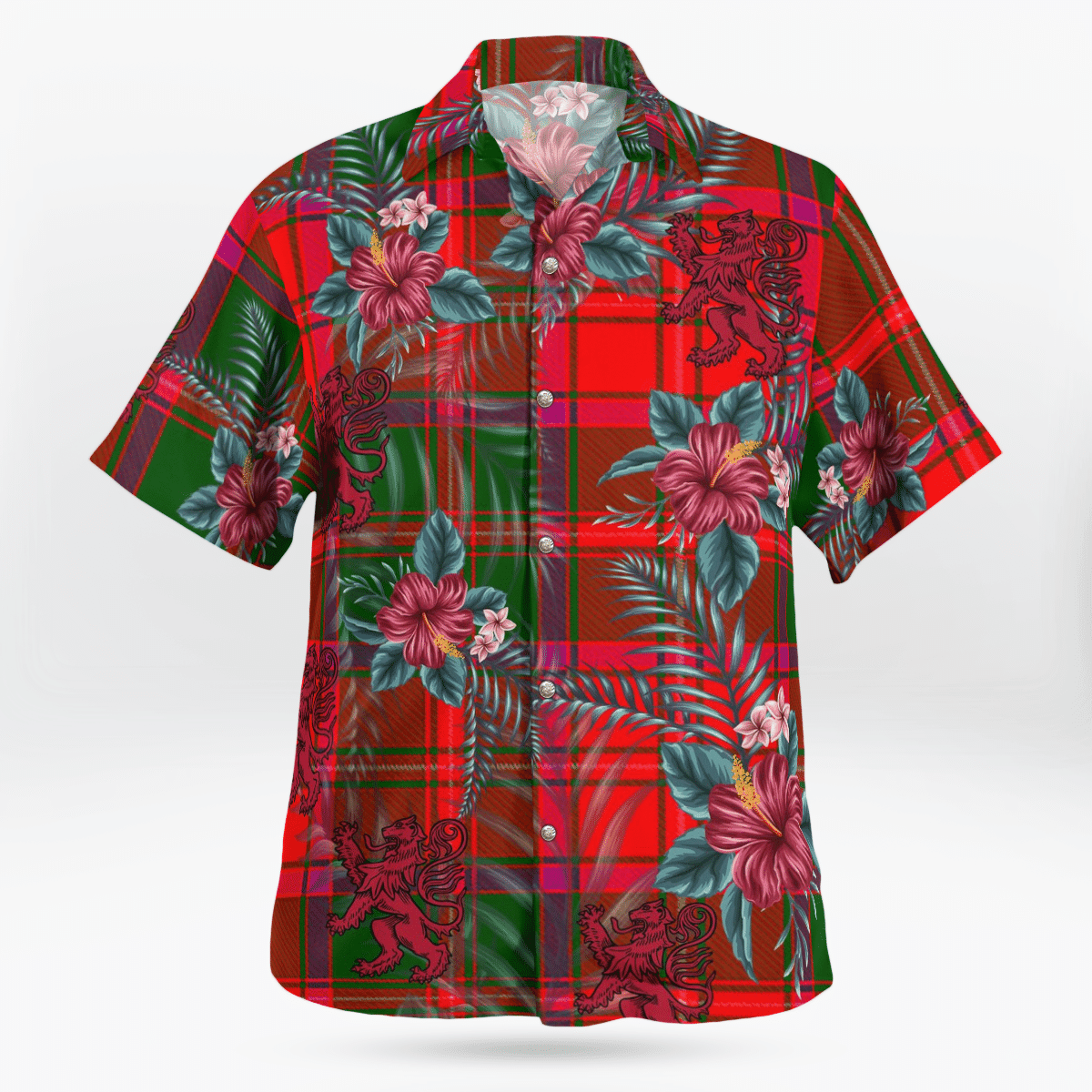 Clan Crief District Tartan Scottish Lion Hawaiian Shirt CN12 Crief District Tartan Tartan Hawaii Shirt   