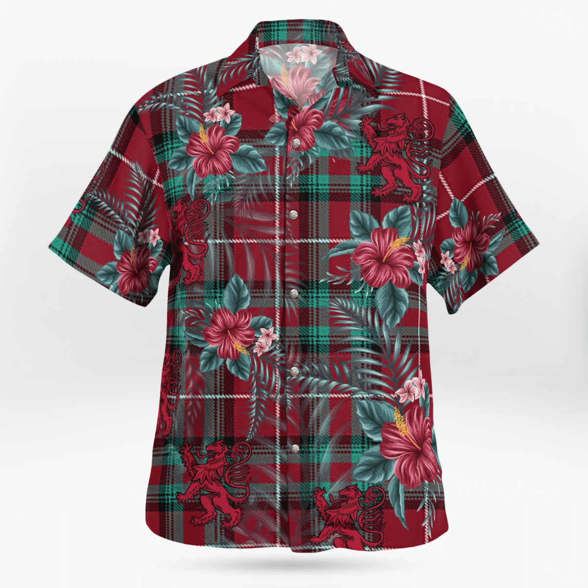 Clan Stewart (Stuart) of Bute Tartan Scottish Lion Hawaiian Shirt DY23 Stewart (Stuart) of Bute Tartan Tartan Hawaii Shirt   
