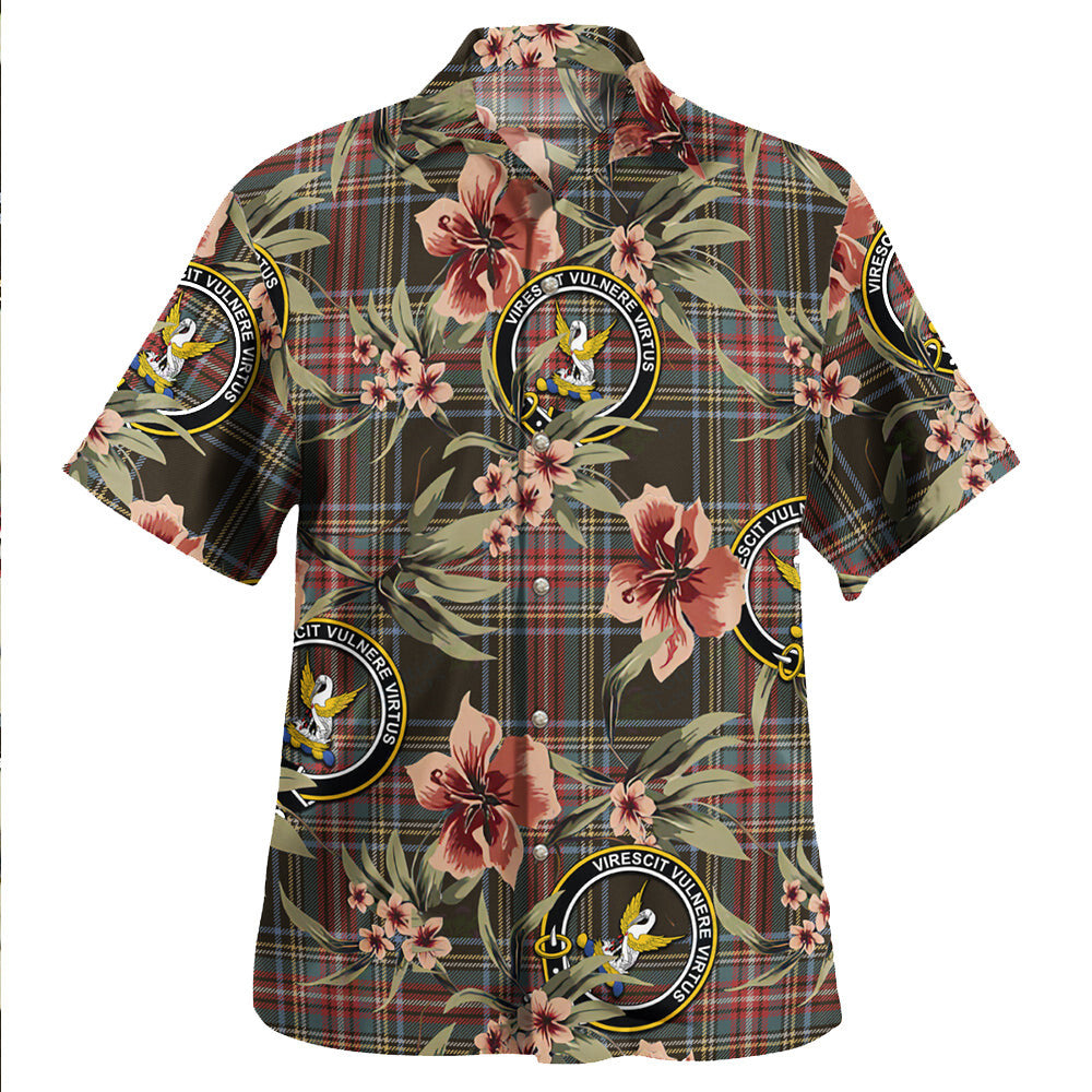 Clan Stewart Black Weathered Tartan Crest Badge Aloha Hawaiian Shirt Tropical Old Style XH40 Stewart Black Weathered Tartan Tartan Today   