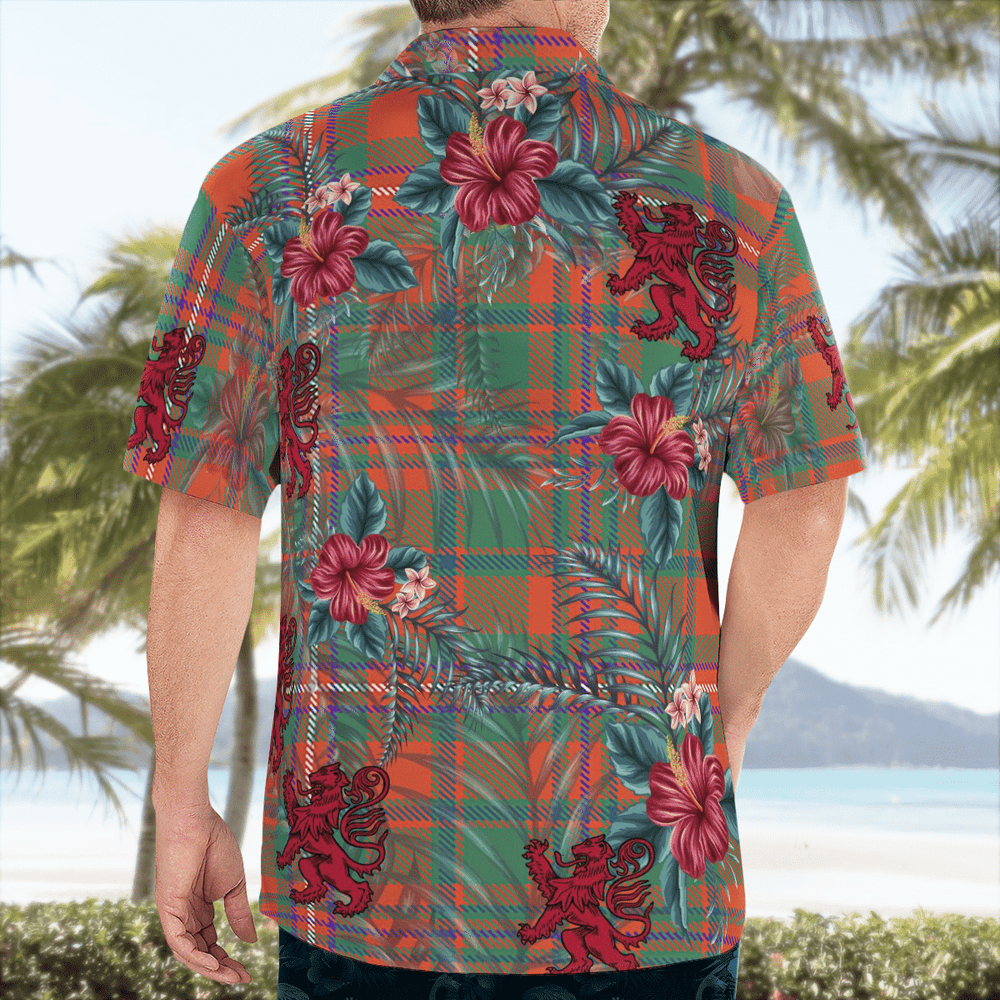 Clan MacKinnon Ancient Tartan Scottish Lion Hawaiian Shirt LO17 MacKinnon Ancient Tartan Tartan Hawaii Shirt   
